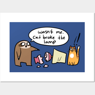 Sloth Blames Cat Comic Posters and Art